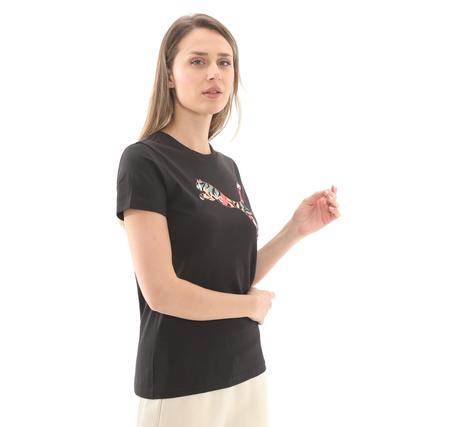 Puma Graphıcs Floral Cat Logo Tee Kadın T-Shirt Siyah