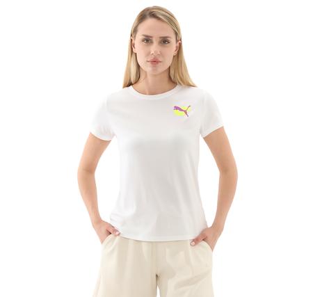 Puma Graphıcs Runnıng Illustratıo Kadın T-Shirt Beyaz