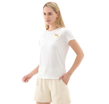 Puma Graphıcs Runnıng Illustratıo Kadın T-Shirt Beyaz