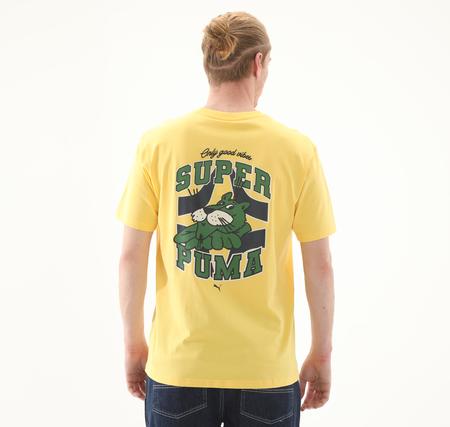 Puma Graphıcs Super Puma Tee Erkek T-Shirt Sarı