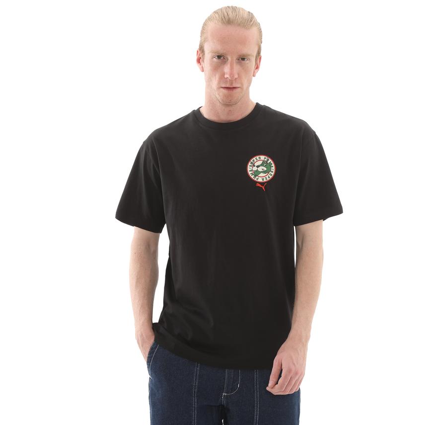 Puma Graphıcs Super Puma Tee Erkek T-Shirt Siyah Puma Graphıcs Super Puma Tee Erkek T-Shirt Siyah