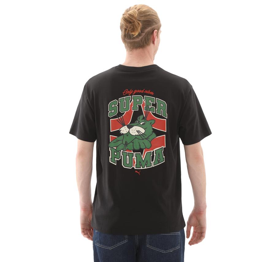 Puma Graphıcs Super Puma Tee Erkek T-Shirt Siyah Puma Graphıcs Super Puma Tee Erkek T-Shirt Siyah