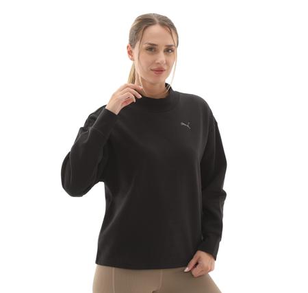 Puma Her Relaxed Crew Fl Kadın Sweatshirt Siyah