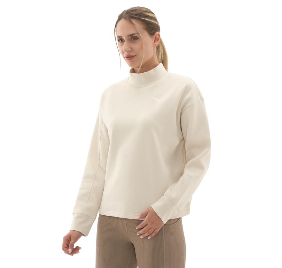 Puma Her Relaxed Crew Fl Kadın Sweatshirt Bej Puma Her Relaxed Crew Fl Kadın Sweatshirt Bej