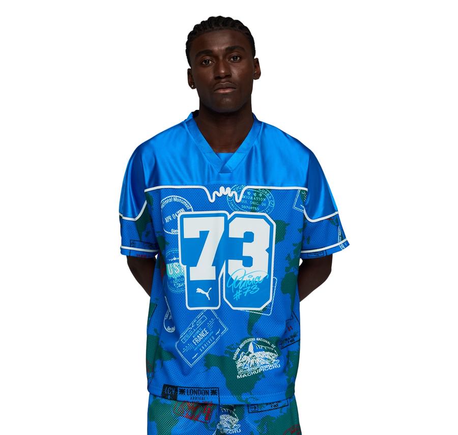 Puma The Atw Dylan Aop Jersey Erkek T-Shirt Mavi Puma The Atw Dylan Aop Jersey Erkek T-Shirt Mavi