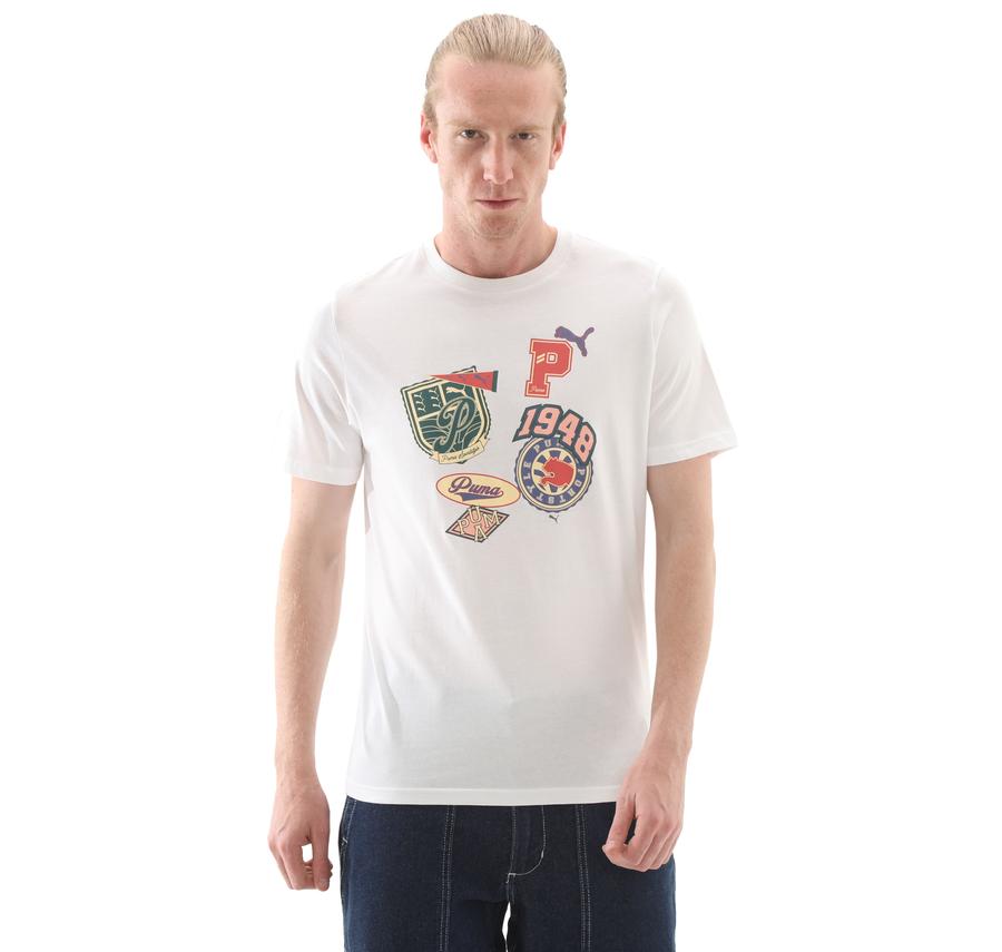 Puma Wardrobe Ess Graphic Tee Erkek T-Shirt Beyaz Puma Wardrobe Ess Graphic Tee Erkek T-Shirt Beyaz