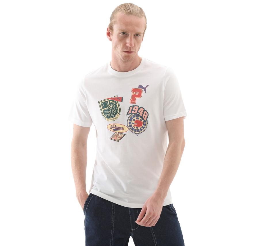 Puma Wardrobe Ess Graphic Tee Erkek T-Shirt Beyaz Puma Wardrobe Ess Graphic Tee Erkek T-Shirt Beyaz