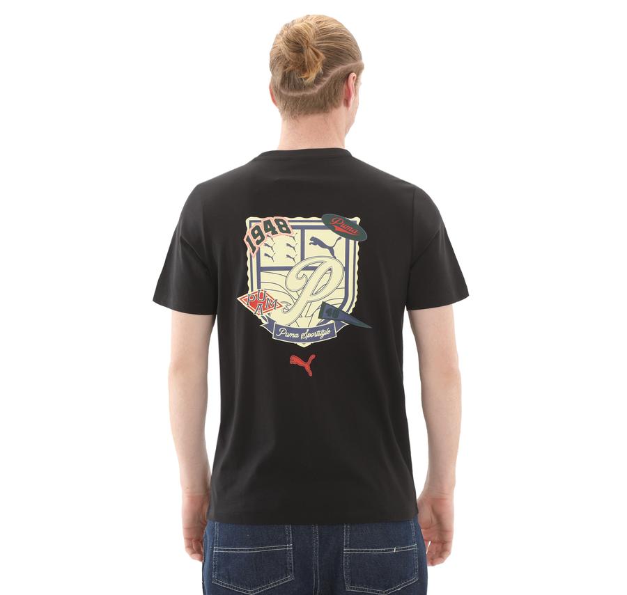 Puma Wardrobe Ess Graphic Tee Erkek T-Shirt Siyah Puma Wardrobe Ess Graphic Tee Erkek T-Shirt Siyah
