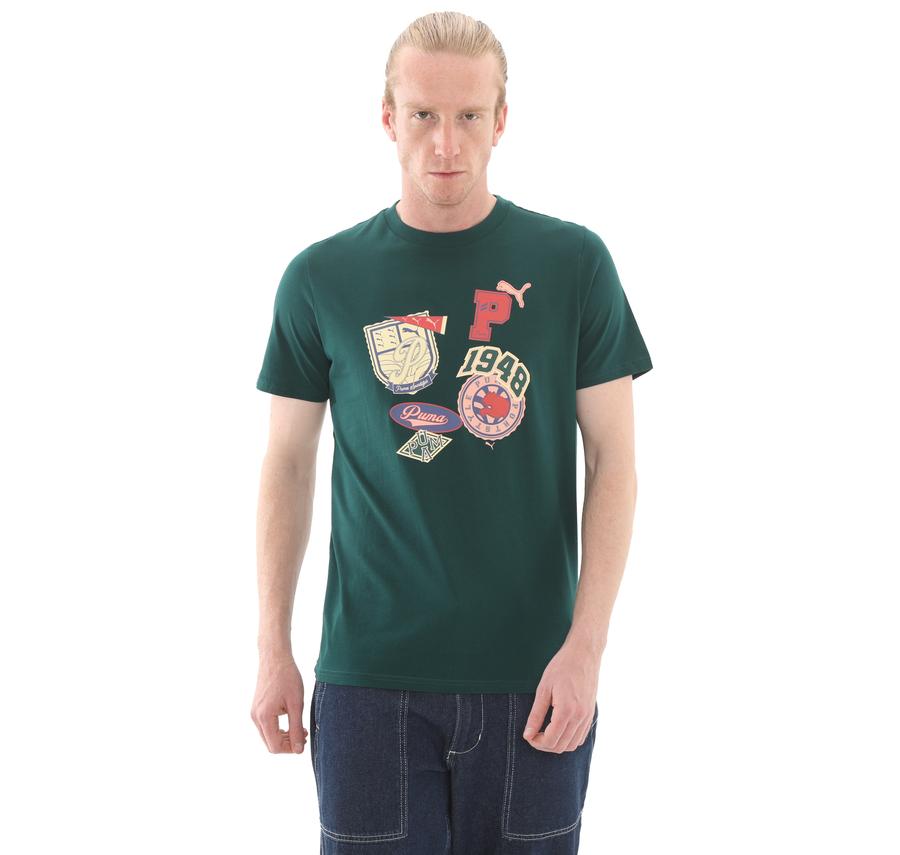 Puma Wardrobe Ess Graphic Tee Erkek T-Shirt Yeşil Puma Wardrobe Ess Graphic Tee Erkek T-Shirt Yeşil