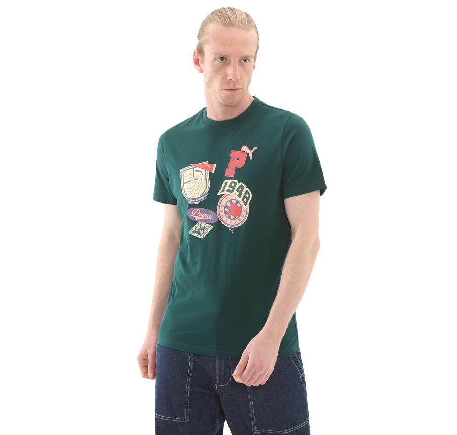 Puma Wardrobe Ess Graphic Tee Erkek T-Shirt Yeşil Puma Wardrobe Ess Graphic Tee Erkek T-Shirt Yeşil