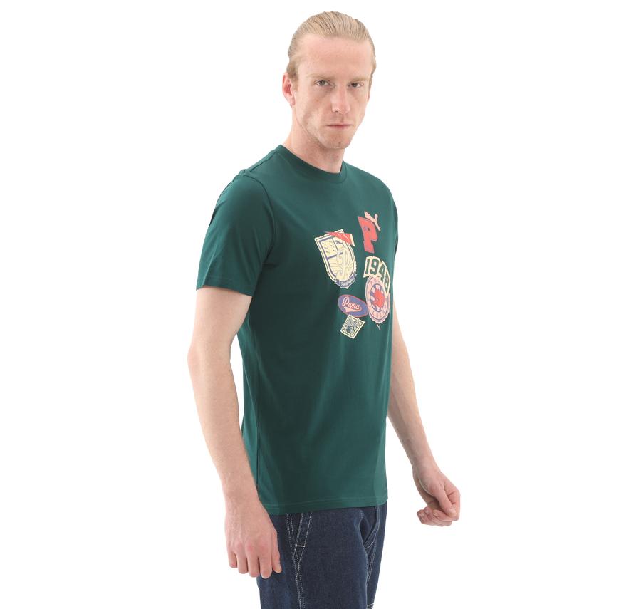 Puma Wardrobe Ess Graphic Tee Erkek T-Shirt Yeşil Puma Wardrobe Ess Graphic Tee Erkek T-Shirt Yeşil