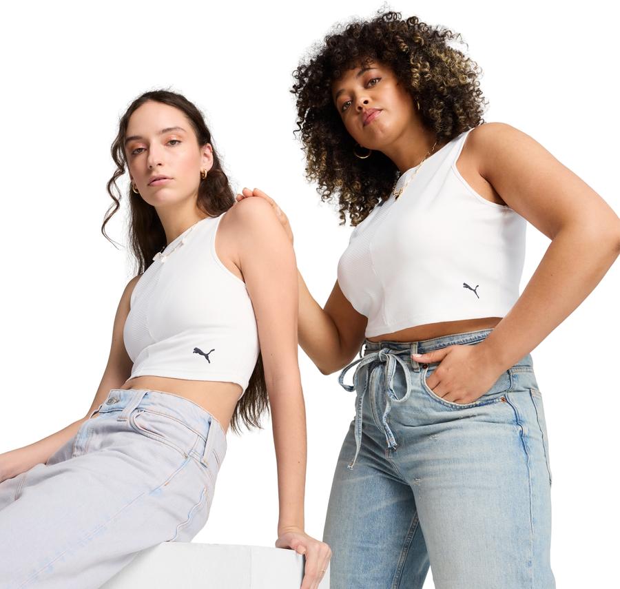 Puma Wardrobe Ess Ribbed Crop Top Kadın T-Shirt Beyaz Puma Wardrobe Ess Ribbed Crop Top Kadın T-Shirt Beyaz