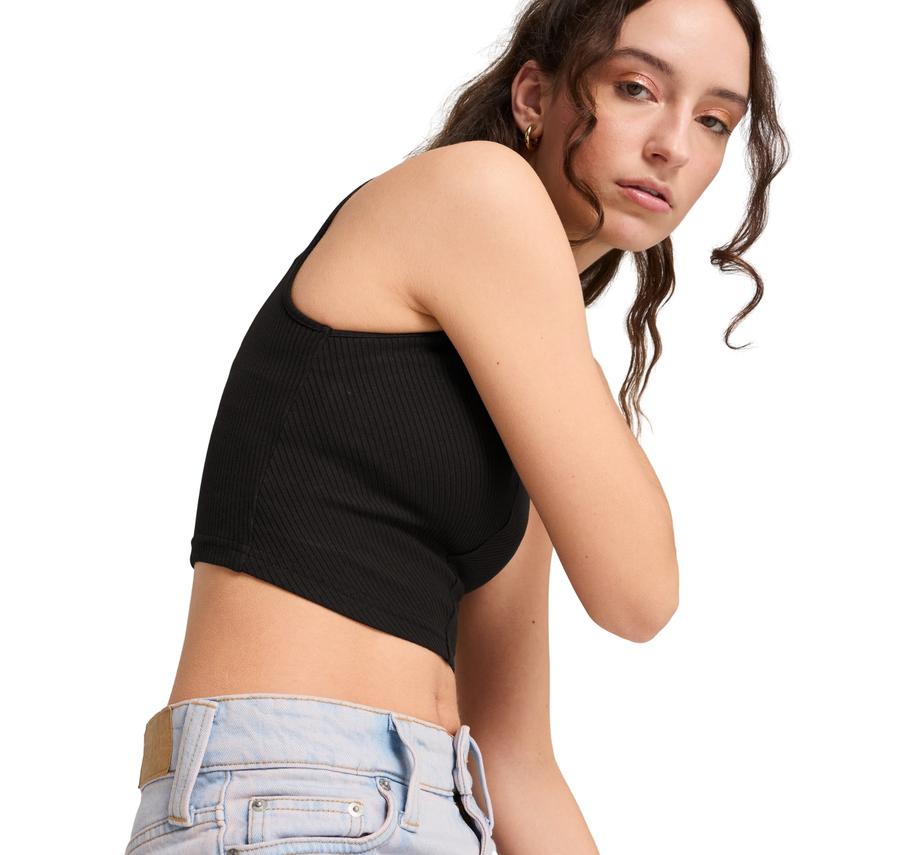 Puma Wardrobe Ess Ribbed Crop Top Kadın T-Shirt Siyah Puma Wardrobe Ess Ribbed Crop Top Kadın T-Shirt Siyah