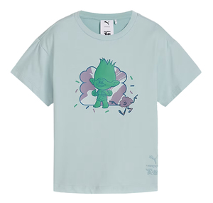 Puma X Trolls Graphic Tee Çocuk T-Shirt Yeşil