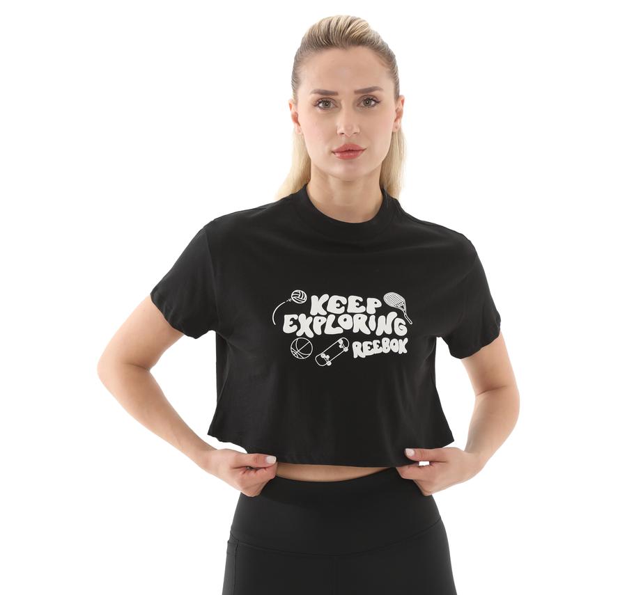 Reebok 5M Check Crop Tee Kadın T-Shirt Siyah Reebok 5M Check Crop Tee Kadın T-Shirt Siyah