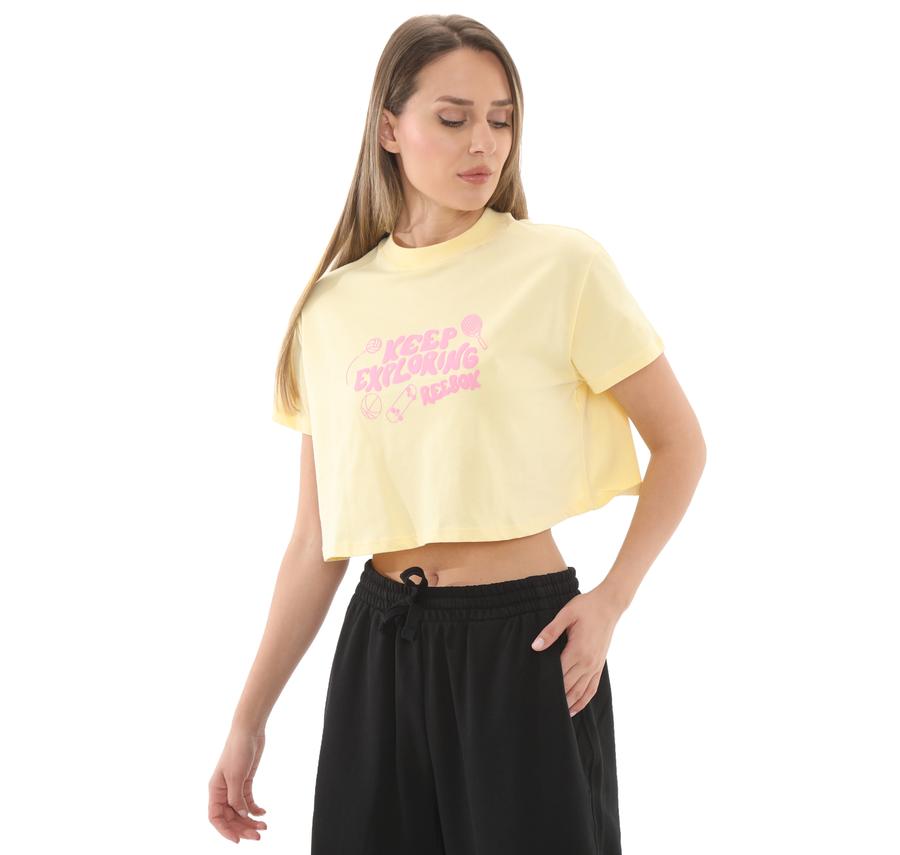 Reebok 5M Check Crop Tee Kadın T-Shirt Sarı Reebok 5M Check Crop Tee Kadın T-Shirt Sarı