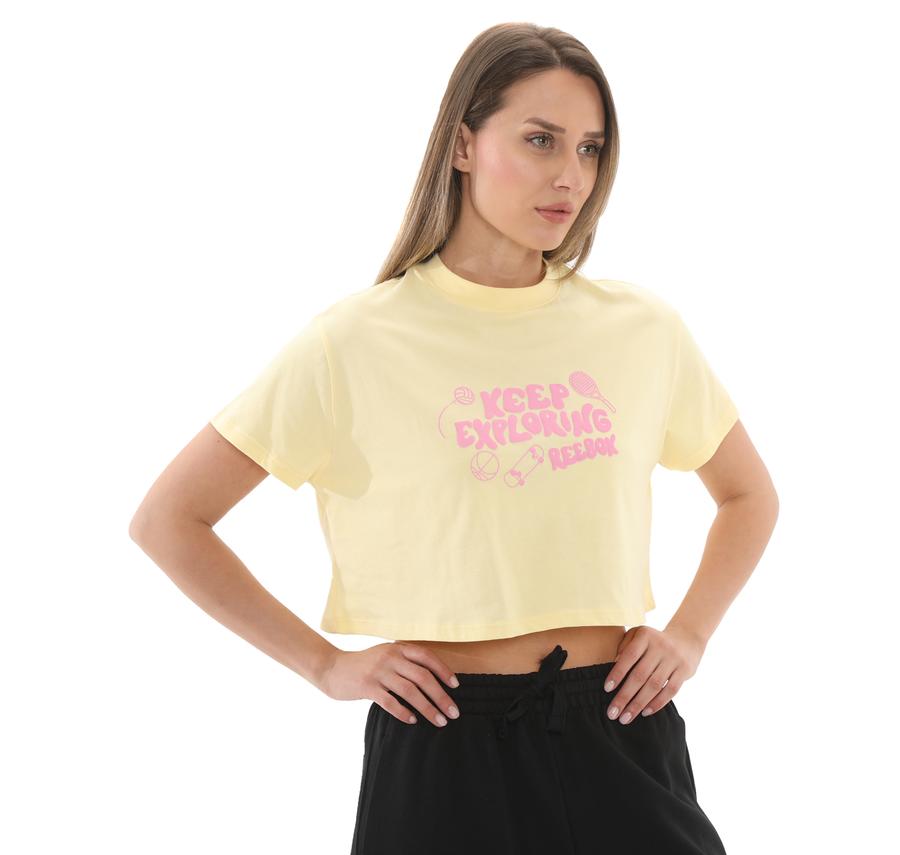Reebok 5M Check Crop Tee Kadın T-Shirt Sarı Reebok 5M Check Crop Tee Kadın T-Shirt Sarı