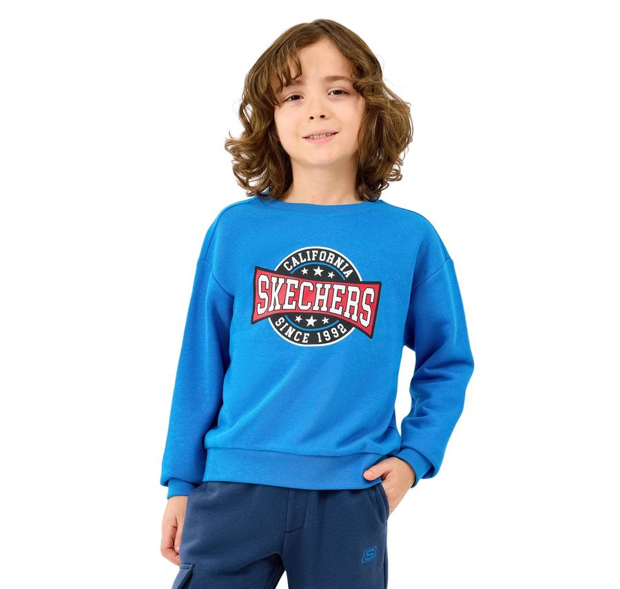 Skechers B Crewneck Sweatshirt Çocuk Sweatshirt Mavi Skechers B Crewneck Sweatshirt Çocuk Sweatshirt Mavi