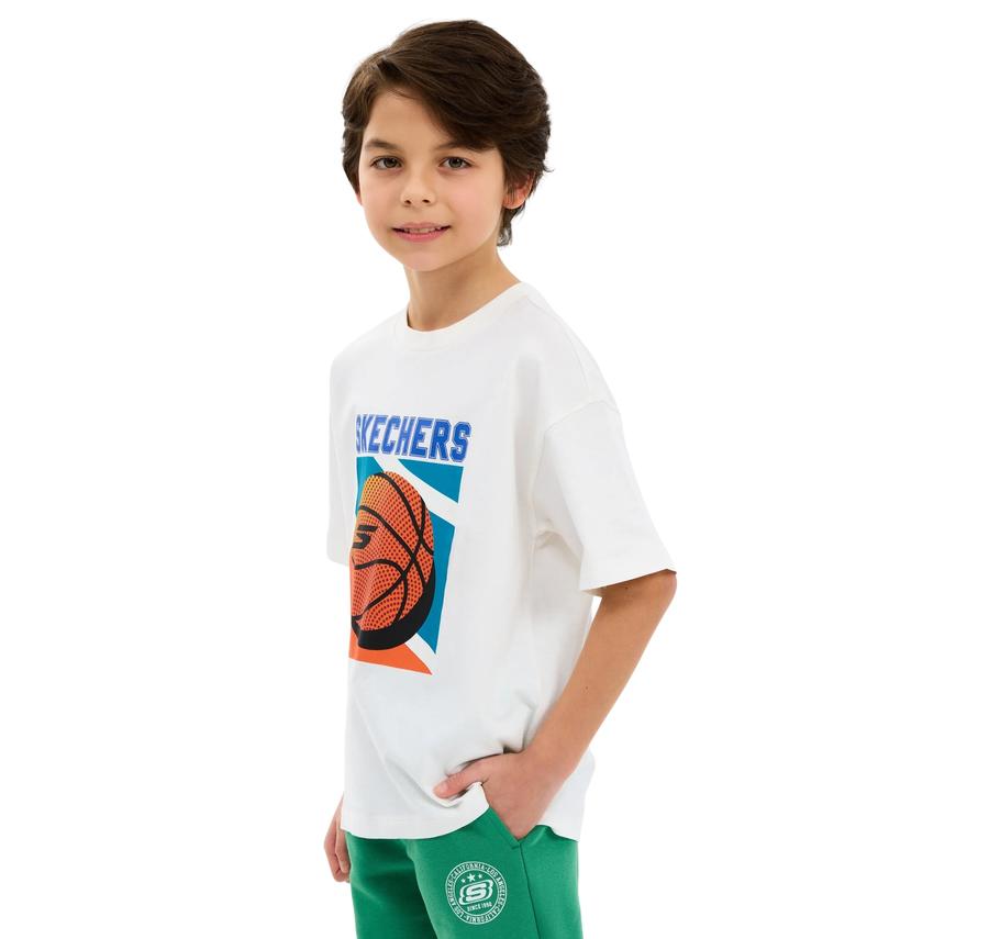 Skechers B Graphic Tee Oversize T-Shirt Çocuk T-Shirt Beyaz Skechers B Graphic Tee Oversize T-Shirt Çocuk T-Shirt Beyaz