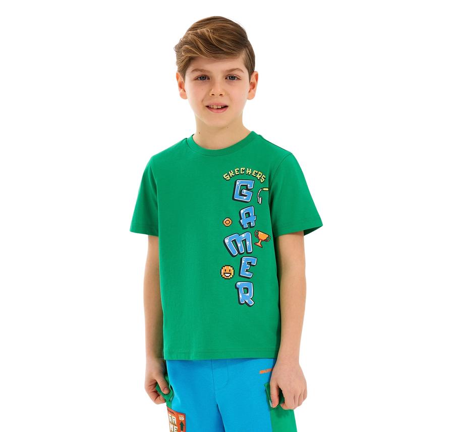 Skechers B Graphic Tee T-Shirt Çocuk T-Shirt Yeşil Skechers B Graphic Tee T-Shirt Çocuk T-Shirt Yeşil