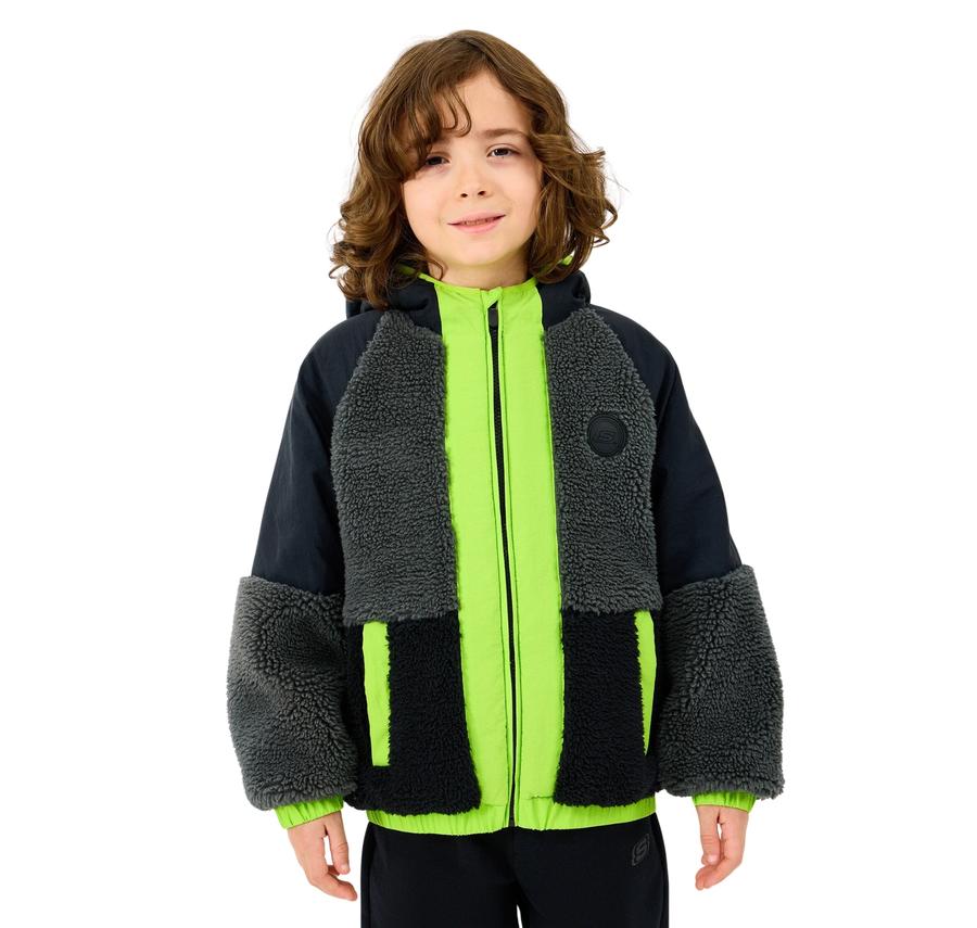 Skechers B Outdoor Fleece Full Zip Sherpa Çocuk Ceket Antrasit Skechers B Outdoor Fleece Full Zip Sherpa Çocuk Ceket Antrasit