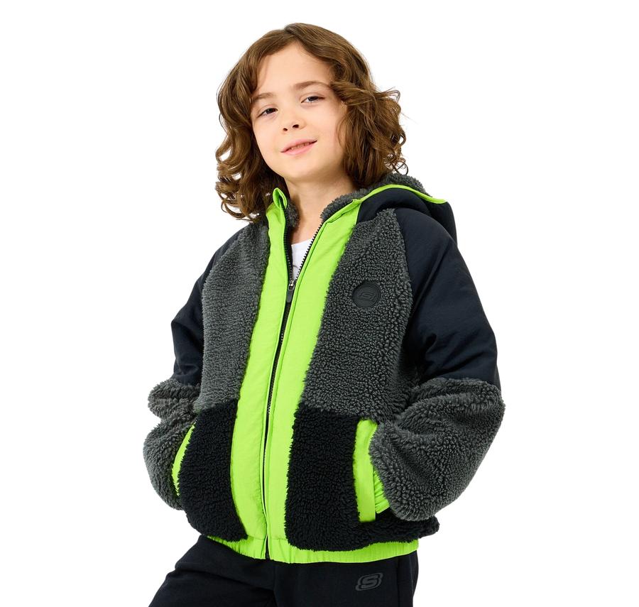 Skechers B Outdoor Fleece Full Zip Sherpa Çocuk Ceket Antrasit Skechers B Outdoor Fleece Full Zip Sherpa Çocuk Ceket Antrasit