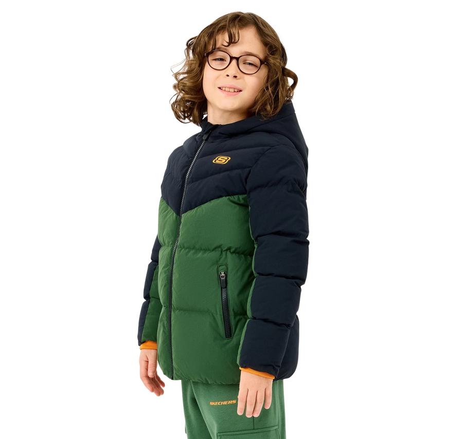 Skechers B Puffer Jacket Çocuk Mont Yeşil Skechers B Puffer Jacket Çocuk Mont Yeşil