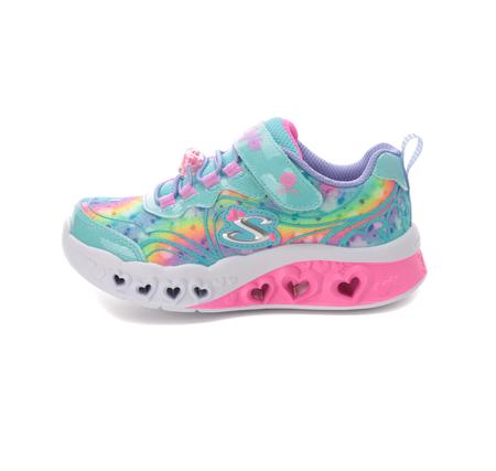 Skechers Flutter Heart Lights - Groovy Swirl Çocuk Spor Ayakkabı Yeşil
