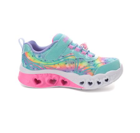 Skechers Flutter Heart Lights - Groovy Swirl Çocuk Spor Ayakkabı Yeşil