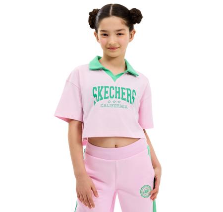 Skechers G Graphic Tee Polo T-Shirt Çocuk Pembe Skechers G Graphic Tee Polo T-Shirt Çocuk Pembe