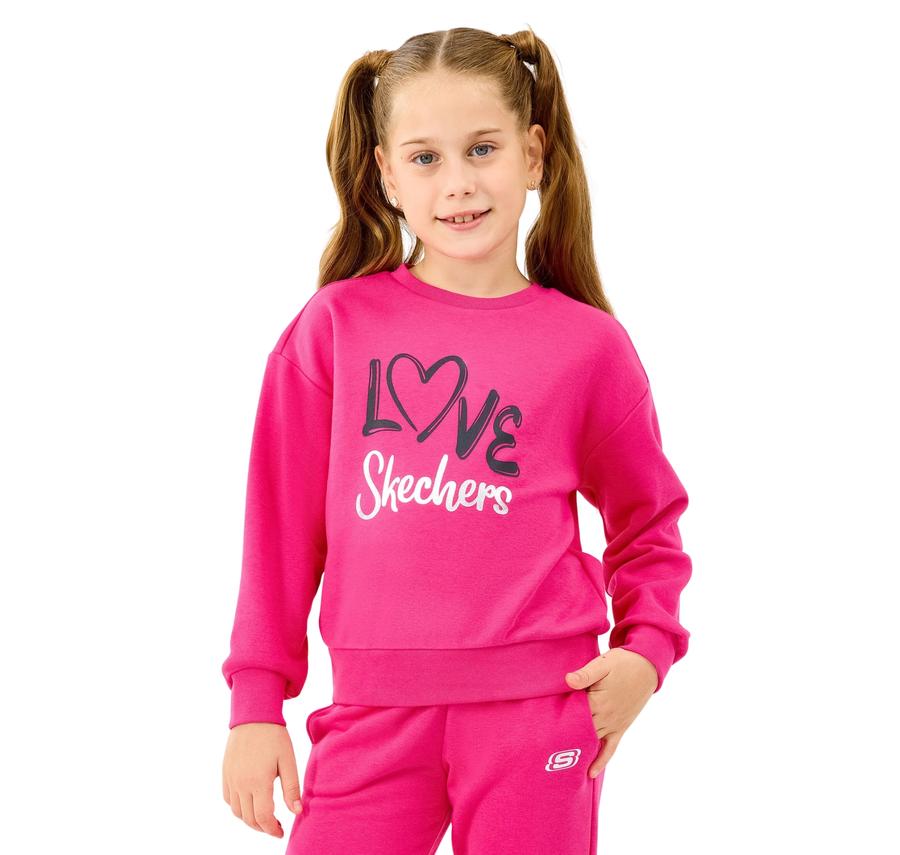 Skechers G Lw Fleece Sweatshirt Çocuk Sweatshirt Pembe Skechers G Lw Fleece Sweatshirt Çocuk Sweatshirt Pembe