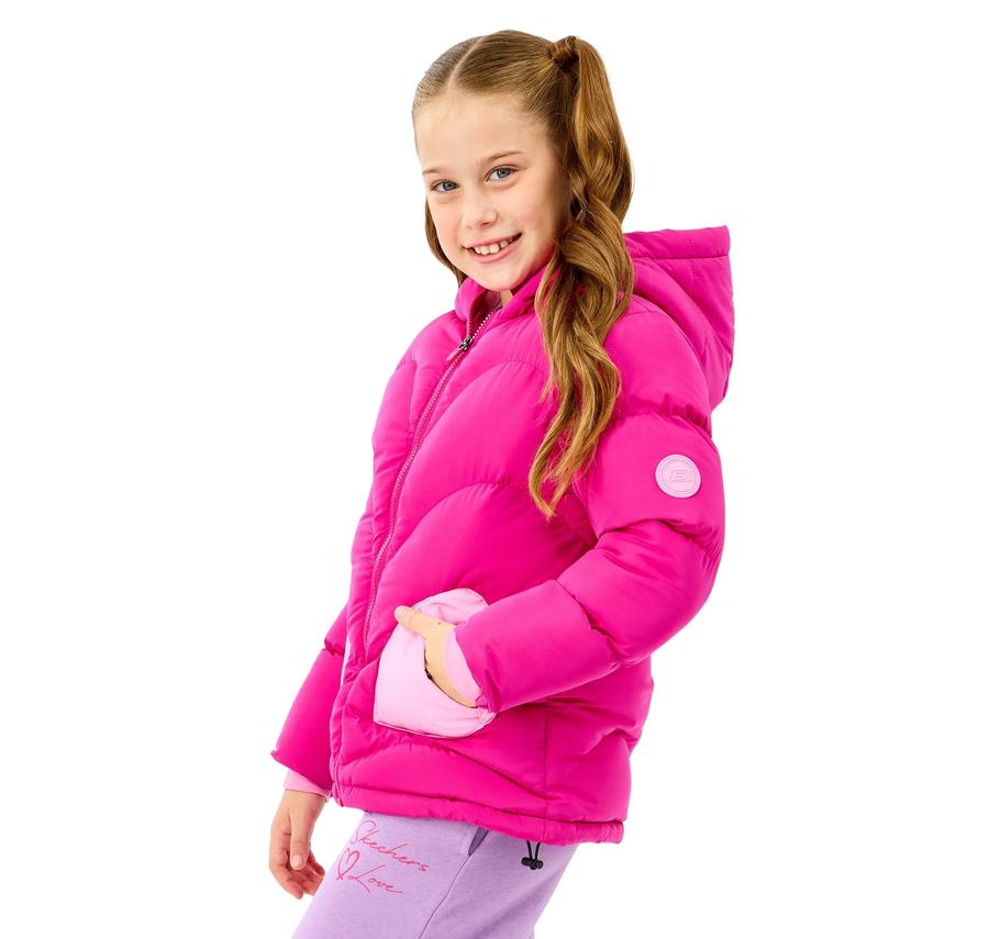 Skechers G Puffer Jacket Çocuk Mont Pembe Skechers G Puffer Jacket Çocuk Mont Pembe