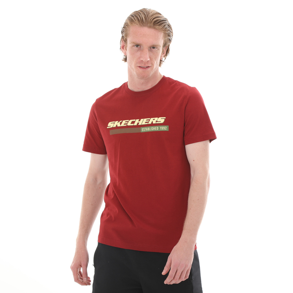 Skechers M Big Logo T-Shirt Erkek T-Shirt Bordo