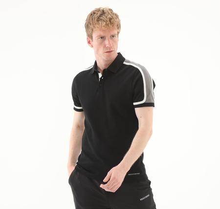 Skechers M Color Block Polo Erkek T-Shirt Siyah