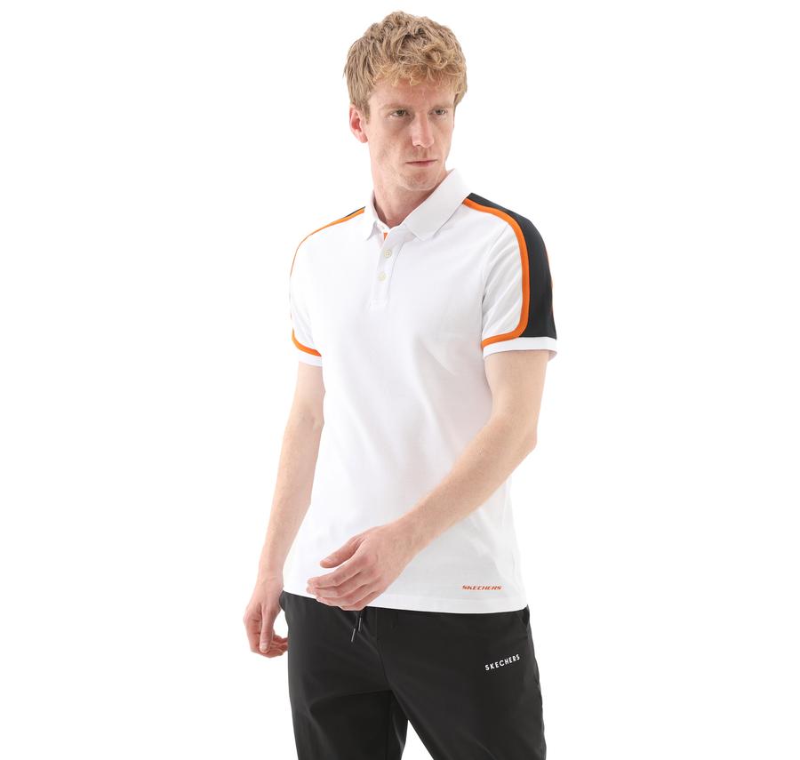 Skechers M Color Block Polo Erkek T-Shirt Beyaz Skechers M Color Block Polo Erkek T-Shirt Beyaz