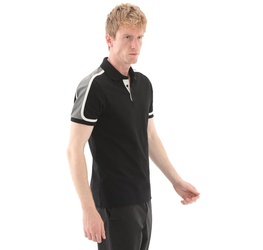 Skechers M Color Block Polo Erkek T-Shirt Siyah Skechers M Color Block Polo Erkek T-Shirt Siyah