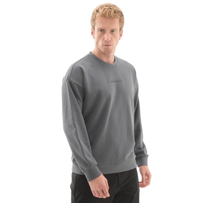 Skechers M Essential Crewneck Sweatshirt Erkek Gri Skechers M Essential Crewneck Sweatshirt Erkek Gri