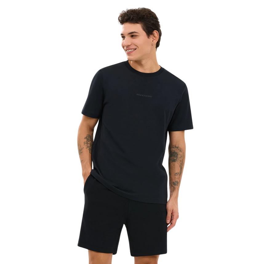Skechers M Essential Erkek T-Shirt Siyah Skechers M Essential Erkek T-Shirt Siyah