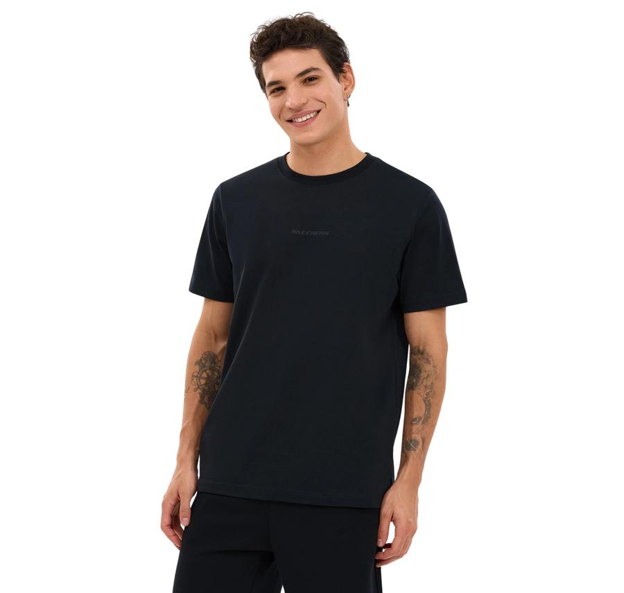 Skechers M Essential Erkek T-Shirt Siyah Skechers M Essential Erkek T-Shirt Siyah