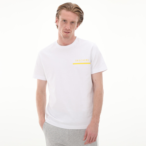 Skechers M Graphic Tee Chest Printed Pique T-Shirt Erkek T-Shirt Beyaz 0