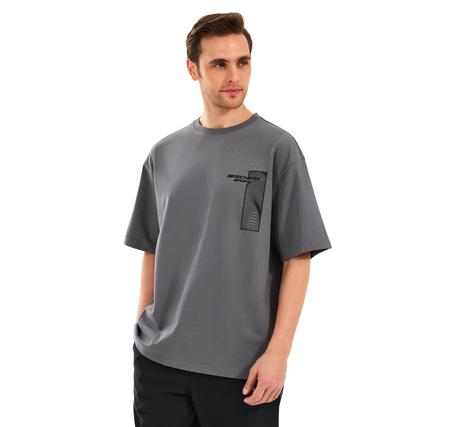 Skechers M Heavyweight Graphic Tee T-Shirt Erkek T-Shirt Gri