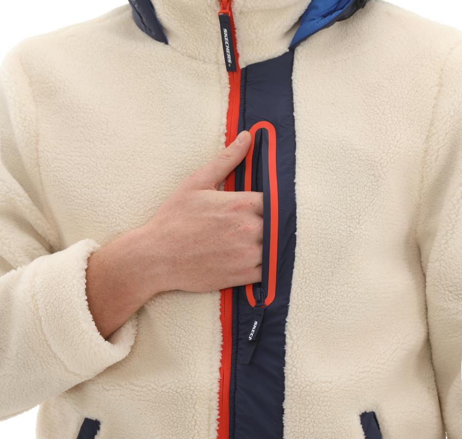 Skechers M Outdoor Fleece Full Zip Sherpa Erkek Ceket Krem Skechers M Outdoor Fleece Full Zip Sherpa Erkek Ceket Krem