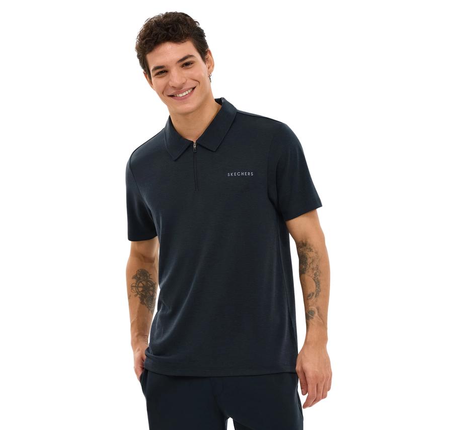 Skechers M Soft Touch Pique Polo Erkek T-Shirt Siyah Skechers M Soft Touch Pique Polo Erkek T-Shirt Siyah