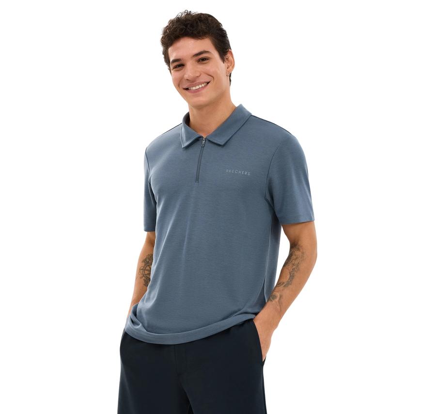 Skechers M Soft Touch Pique Polo Erkek T-Shirt Gri Skechers M Soft Touch Pique Polo Erkek T-Shirt Gri