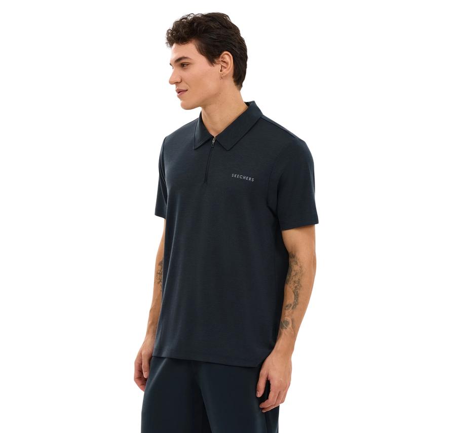 Skechers M Soft Touch Pique Polo Erkek T-Shirt Siyah Skechers M Soft Touch Pique Polo Erkek T-Shirt Siyah