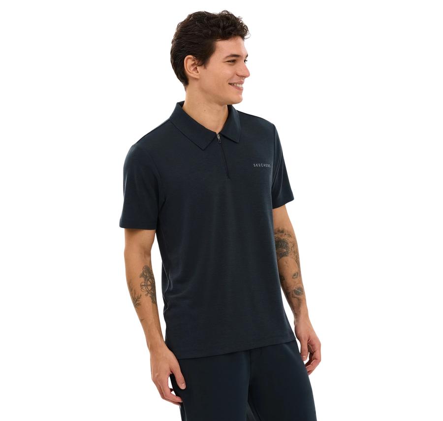 Skechers M Soft Touch Pique Polo Erkek T-Shirt Siyah Skechers M Soft Touch Pique Polo Erkek T-Shirt Siyah