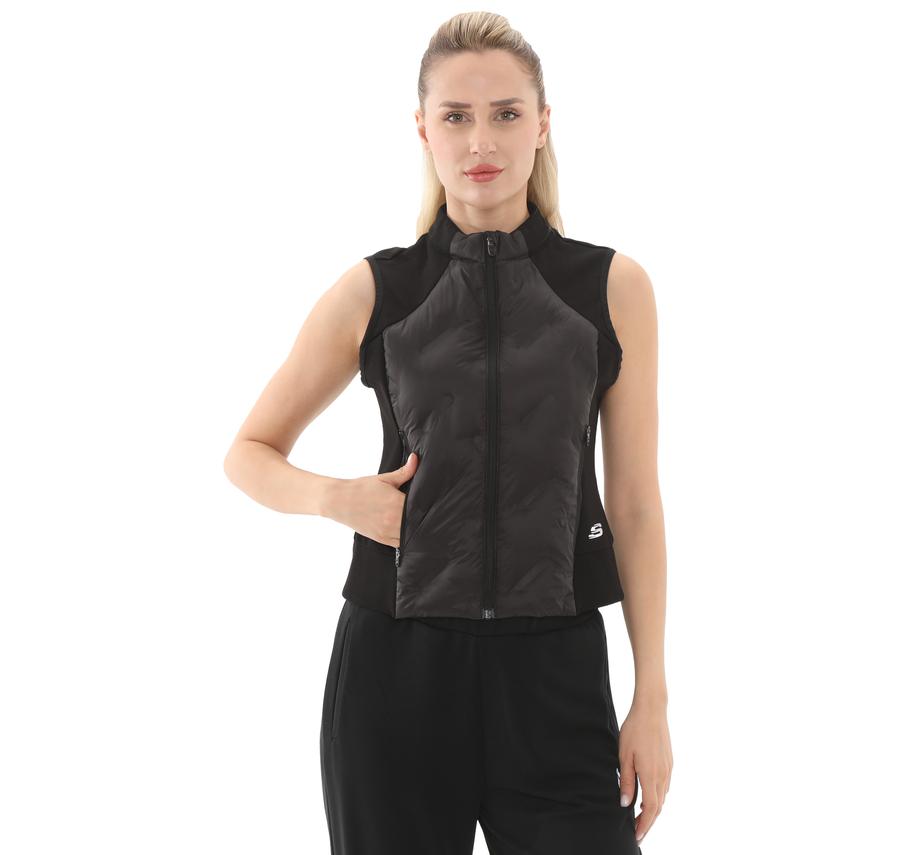 Skechers Outerwear W Padded Lightweight Vest Kadın Yelek Siyah Skechers Outerwear W Padded Lightweight Vest Kadın Yelek Siyah