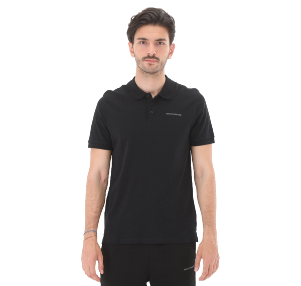 Skechers Polo M Short Sleeve Polo Erkek T-Shirt Siyah
