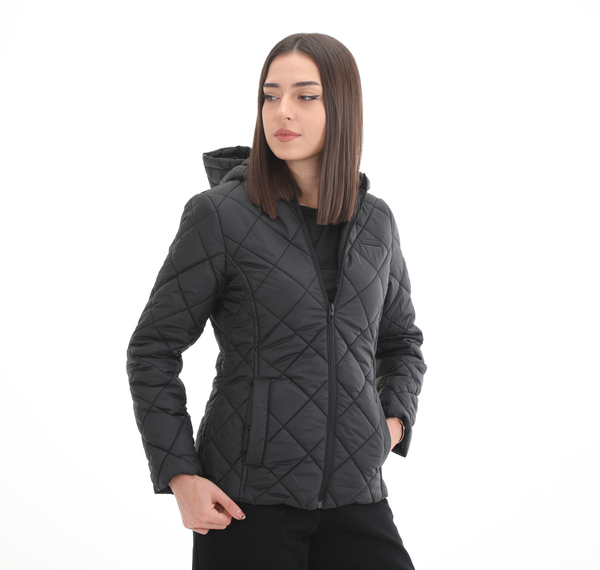 Skechers W Capitone Hooded Jacket Kadın Mont Siyah Skechers W Capitone Hooded Jacket Kadın Mont Siyah