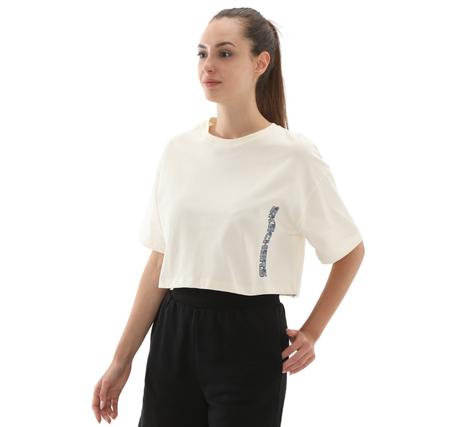 Skechers W Crop Fit Graphic Tee T-Shirt Kadın T-Shirt Beyaz